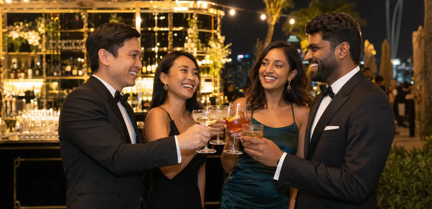 Guests enjoying a polished My Bartender event in Singapore