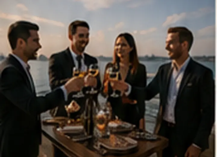 Corporate yacht event with bar service